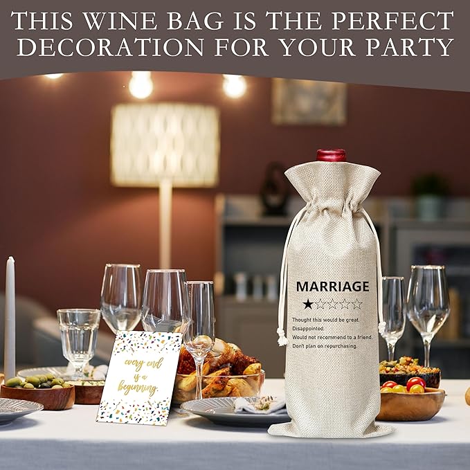 Dskly Divorce Gifts Wine Bag & Card, New Beginning Gifts, Break Up Wine Bag Gifts For Divorced Women Men Friends Sisters, Pairs Well With New Beginnings Wine Bag For Divorce Party -45