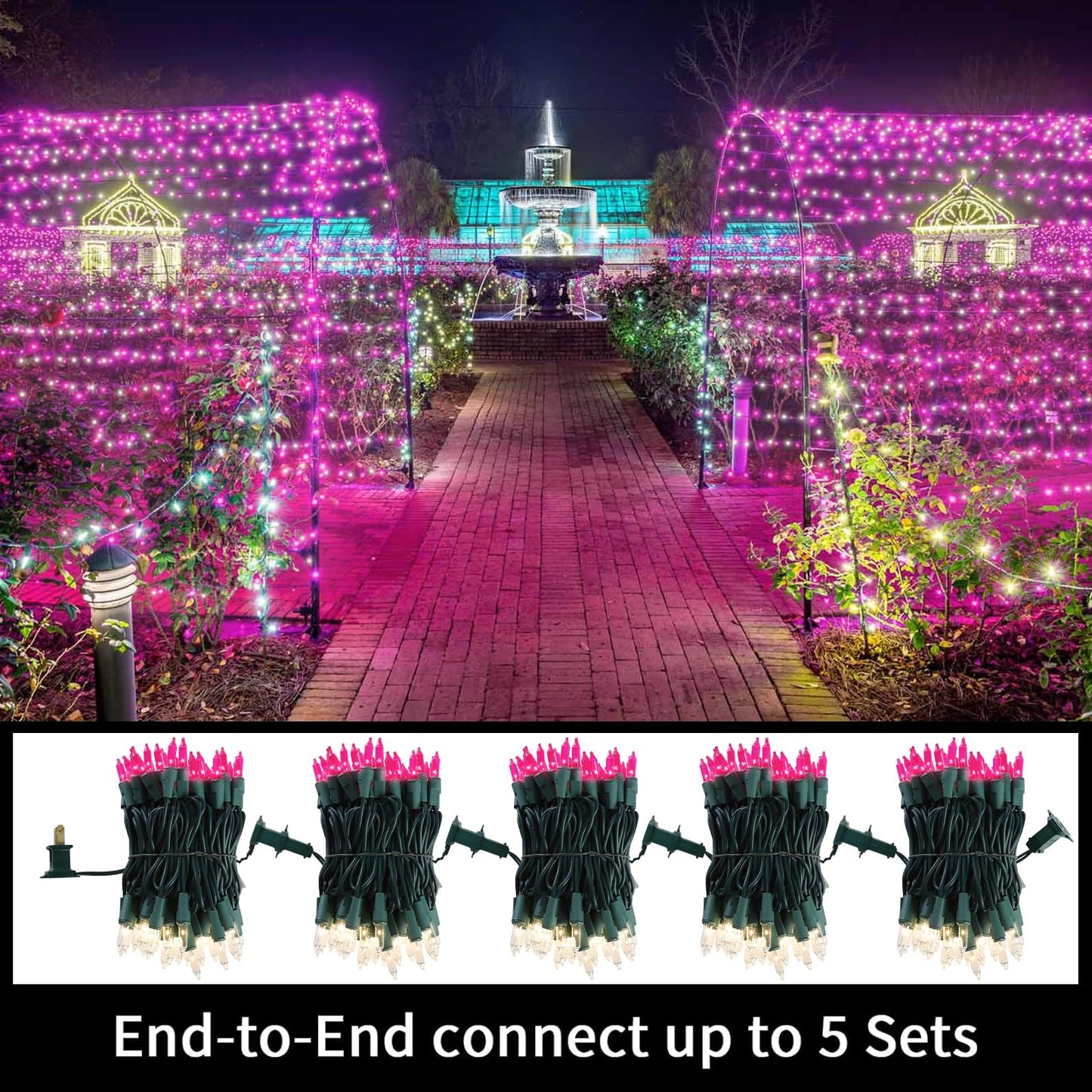 Lamphome Pink Clear Christmas ValentineS String Lights 100 Mini Incandescent Fairy Light Decor 20 Ft Green Wire Indoor & Outdoor Party Patio Bedroom  Xmas Tree Garland Easter Holiday Decoration