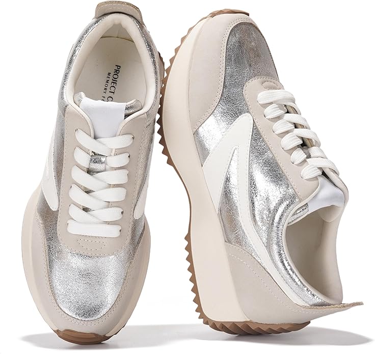 Project Cloud Womens Sneakers - Memory Foam Insole and Lightweight Spring Shoes - Non-Slip Lace Up Trendy Shoes - Fashion ...