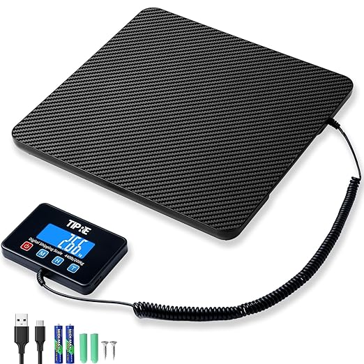 TIPRE Digital Shipping Postal Scale 440lb/0.5oz Accuracy! Lightweight Carbon Fibre Commercial Weight Scale for Package, Sm...
