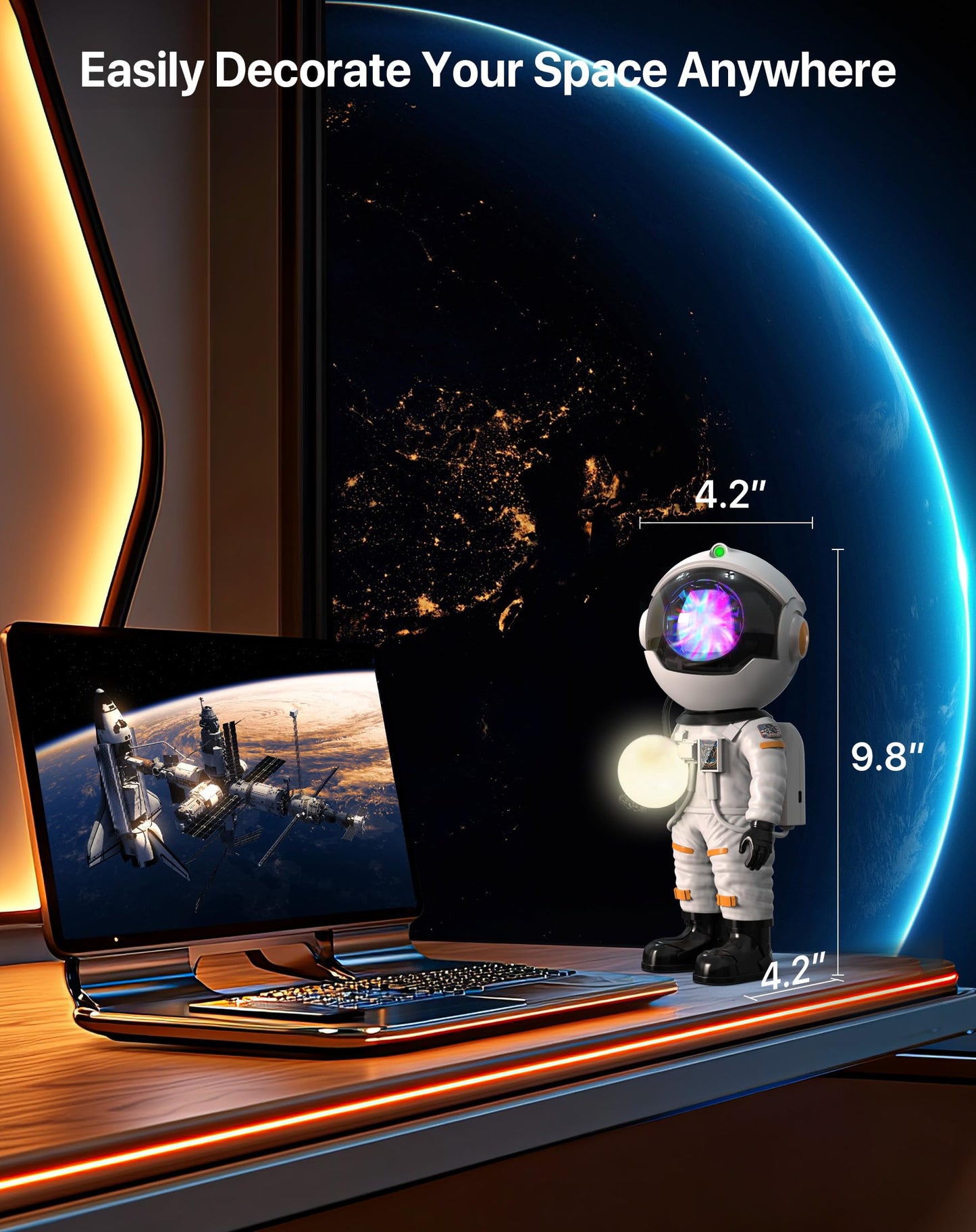 Rossetta Astronaut Galaxy Projector  Star Projector For Bedroom Bluetooth Speaker White Noise Night Light  Galaxy Light Projector With Remote Control And Timer For Kids  mature-themed  Party  Gifts