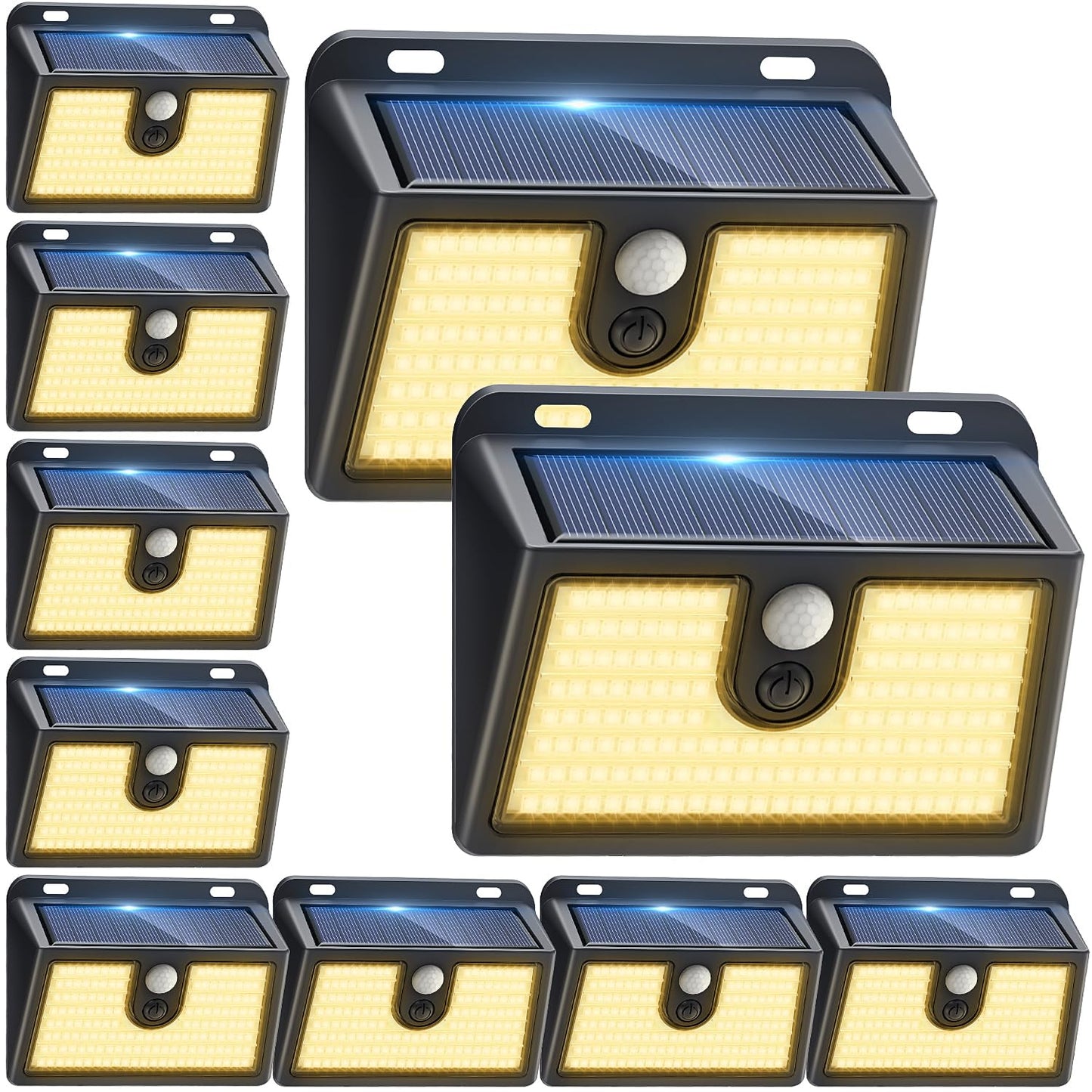 CLAONER Solar Motion Sensor Lights, 10 Pack, Super Bright, Warm White, Waterproof, 3 Lighting Modes, Model SL360AW