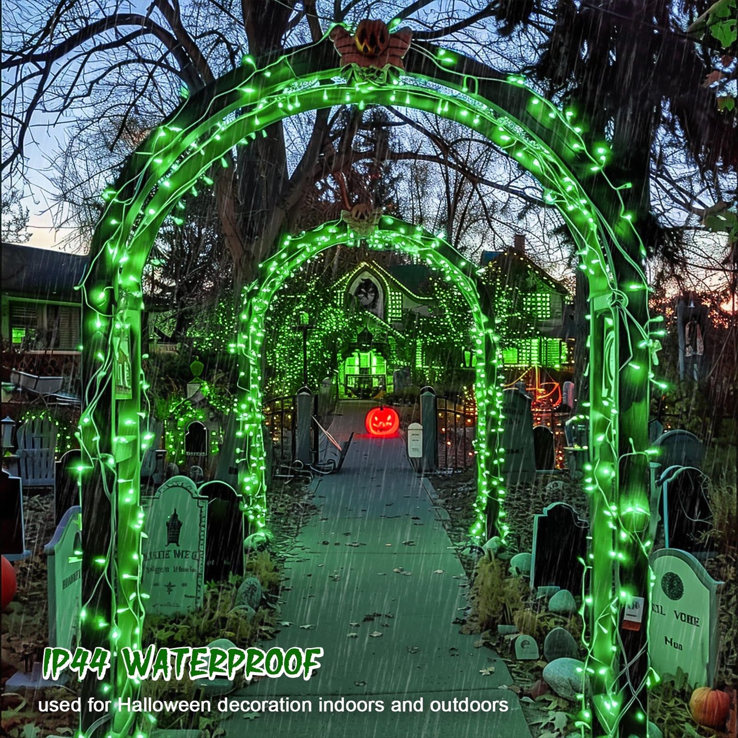JMEXSUSS Green String Lights, 150 LED Connectable, 59ft, 8 Modes, Indoor/Outdoor Christmas/Halloween Decor