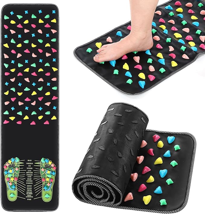 TrelaCo Foot Massage Mat Reflexology Walk Stone Road Foot Massage Acupoint Mat for Acupressure Relaxes for Long Sitting El...