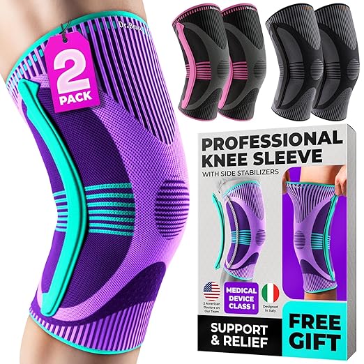 DR. BRACE ELITE Knee Brace with Size Stabilizer (2 Pack) Knee Brace for Women & Men, Workout, Sports, Daily Knee Compressi...