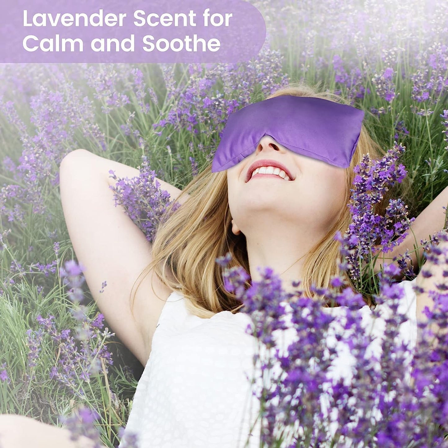 SuzziPad Lavender Eye Pillows for Relaxation with Aromatherapy, Weighted Mask for Sleeping, Hot & Cold Therapy Compress for Dry Eyes, Yoga Meditation Pillow, Purple, 6 Packs