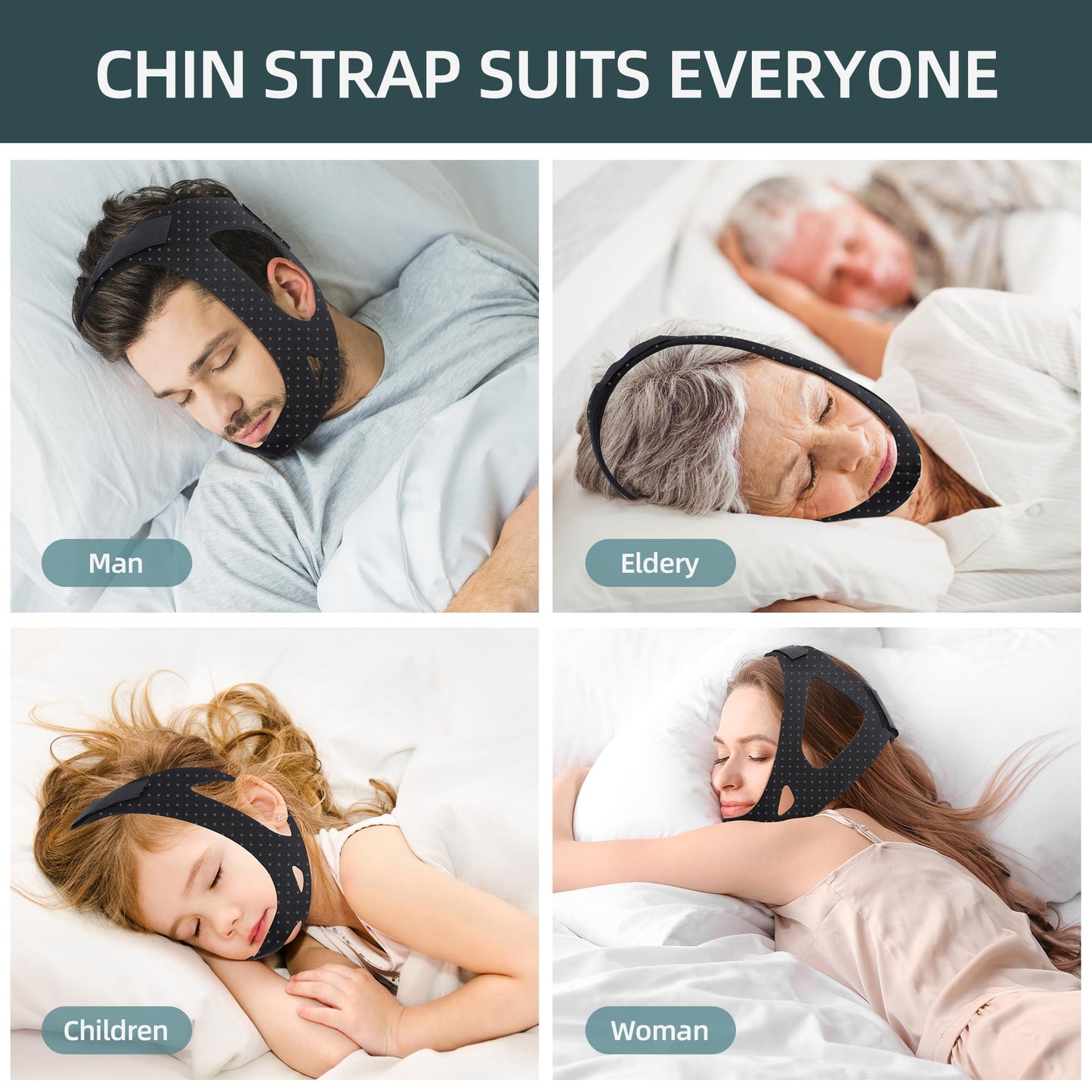 Snoring Chin Strap for Users,Anti Snoring Chin Strap for Sleeping, Adjustable Jaw Support Strap to Keep Mouth Closed