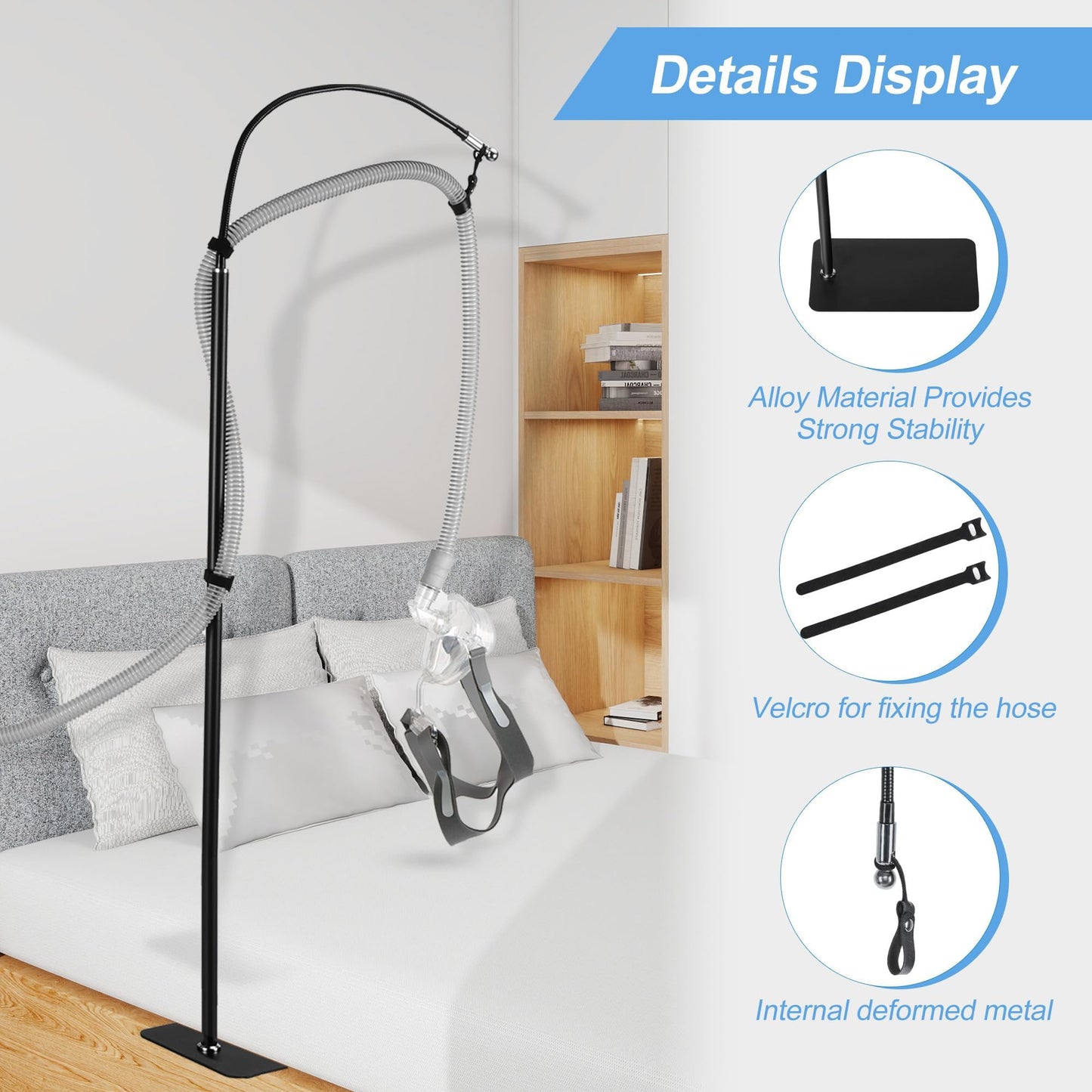 NIdreamCE C/APAP Hose Holder for Bed, Adjustable C-Pap Tubing Stand APAP Hose Hanger Avoid Tangling and Prevent Tube Leakage-BiPAP, C-Pap Mask, Sleep Apnea Hose Lift