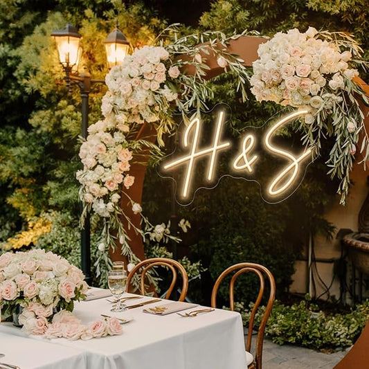 Custom Initials LED Neon Sign for Wedding Neon Light LED Backdrop Wall Decor Personalized Last Name Letter Sign Wedding Re...