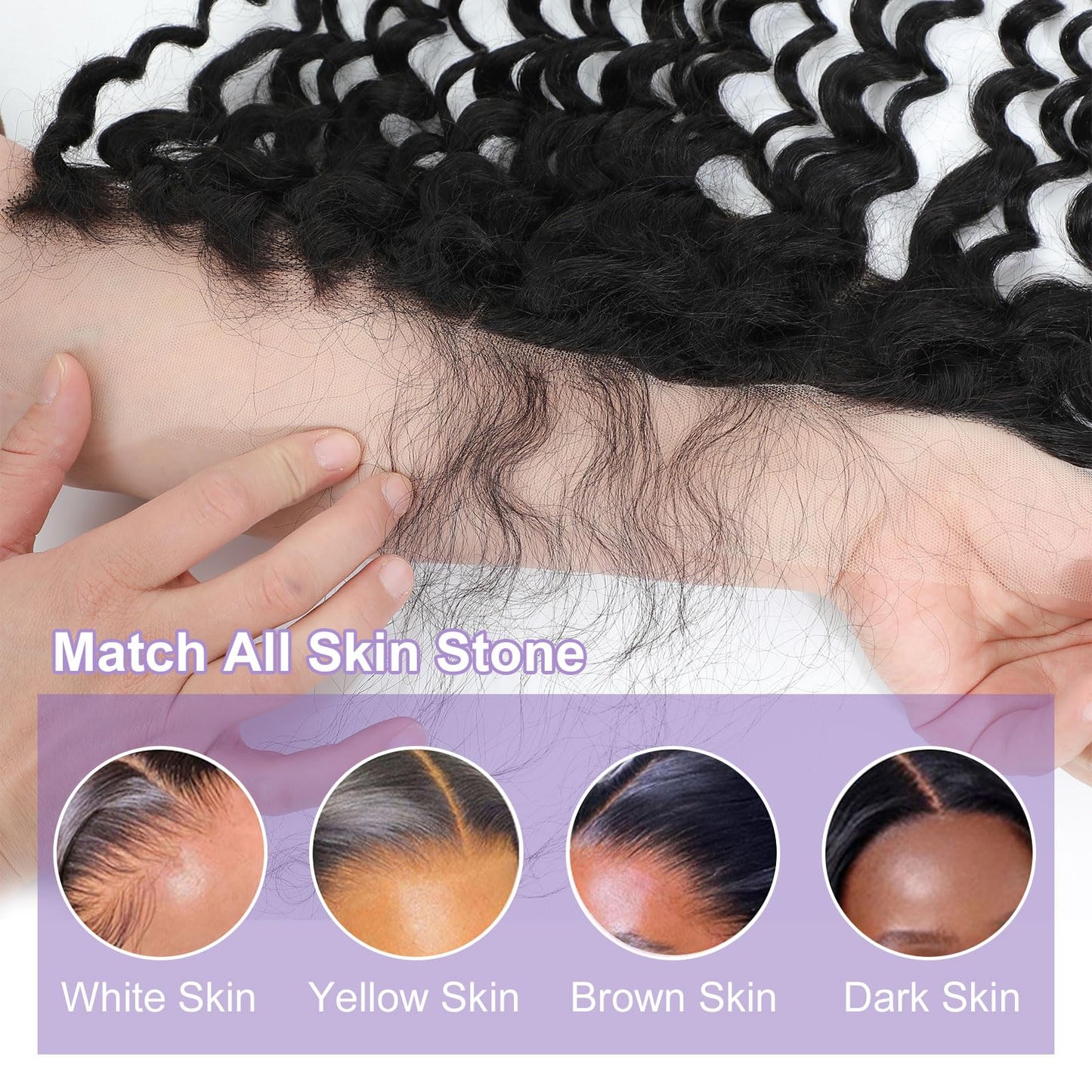 DSEKCAIN HD Frontal Deep Wave 13x6 Frontal HD Lace Deep Wave 18 Inch Human Hair Transparent Lace Closure Big Space Long Departin