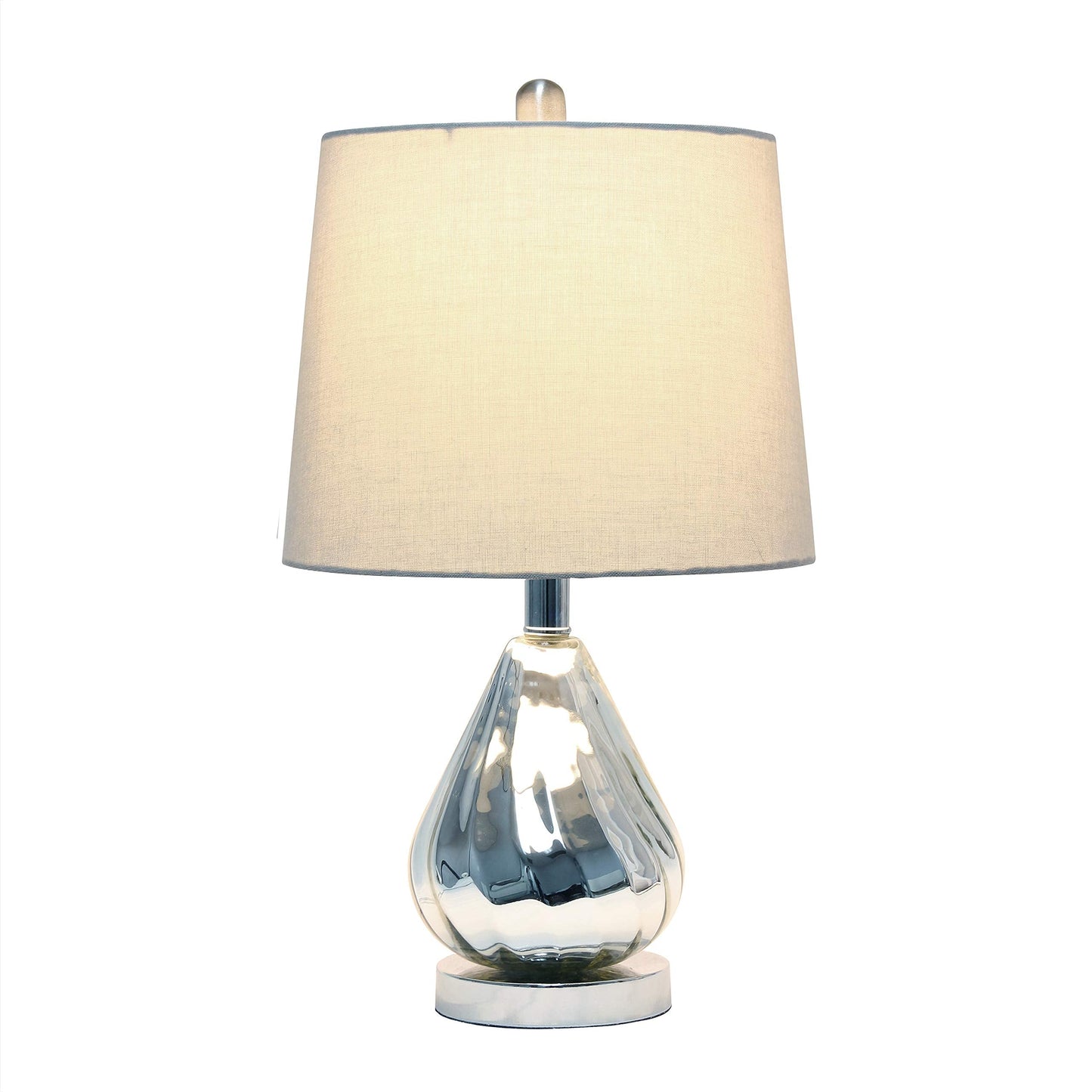 Elegant Designs LT3319-GRY Chrome Ripple Table Lamp, Glass, Gray Shade