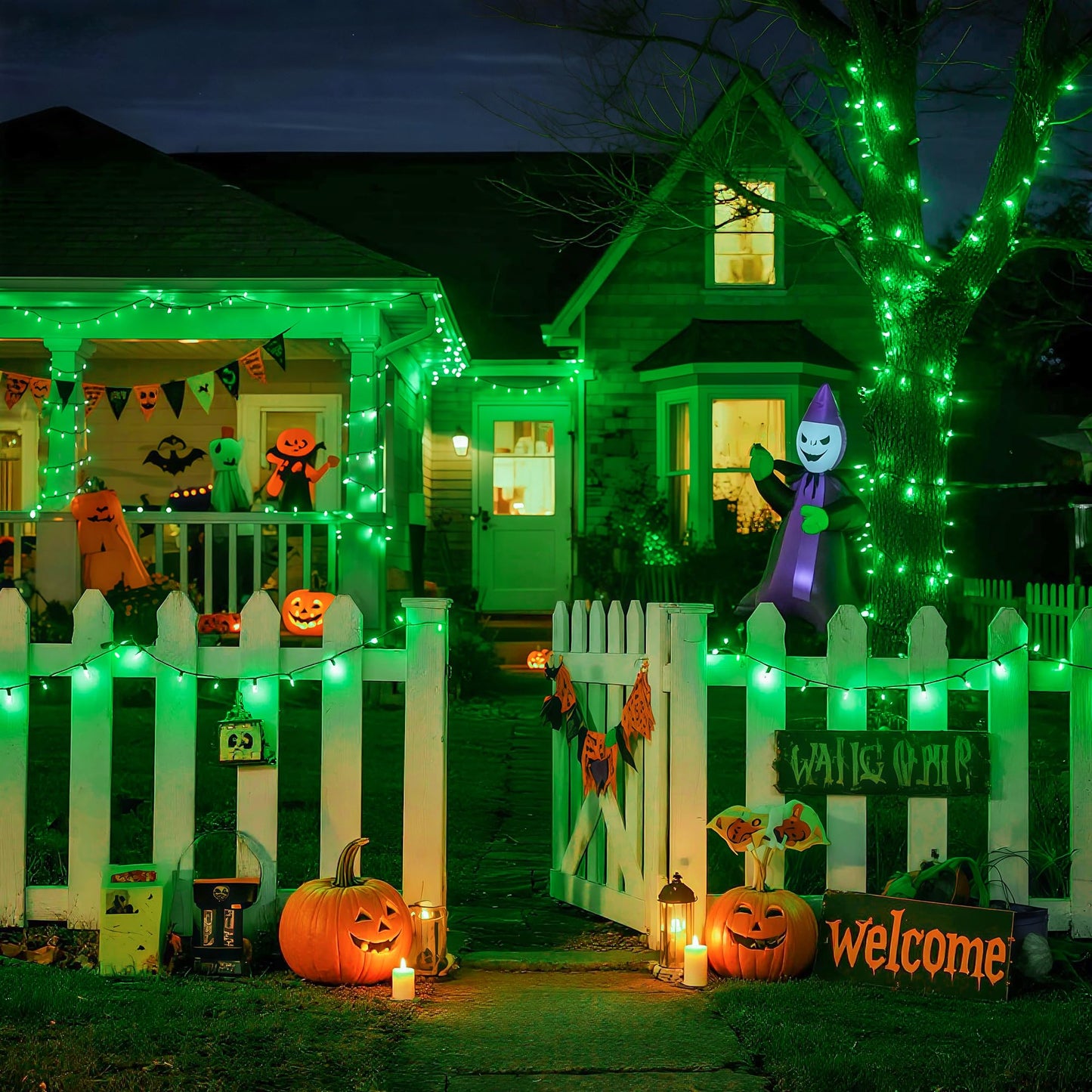 JMEXSUSS LED Christmas String Lights, 173ft, 500 Waterproof Green Lights, 8 Modes, Model EXS-S-0500, Ideal for St. Patricks Day Decoration