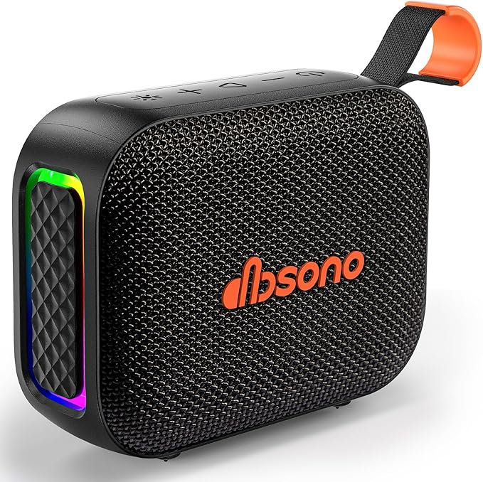 Portable Bluetooth Speaker Waterproof Gift: IPX5 HD Sound Up to 24H Playtime, TWS Pairing, Wireless Speakers with Lights, Travel Essentials Valentines Birthday Gifts for Men Women Boys Girls-Black