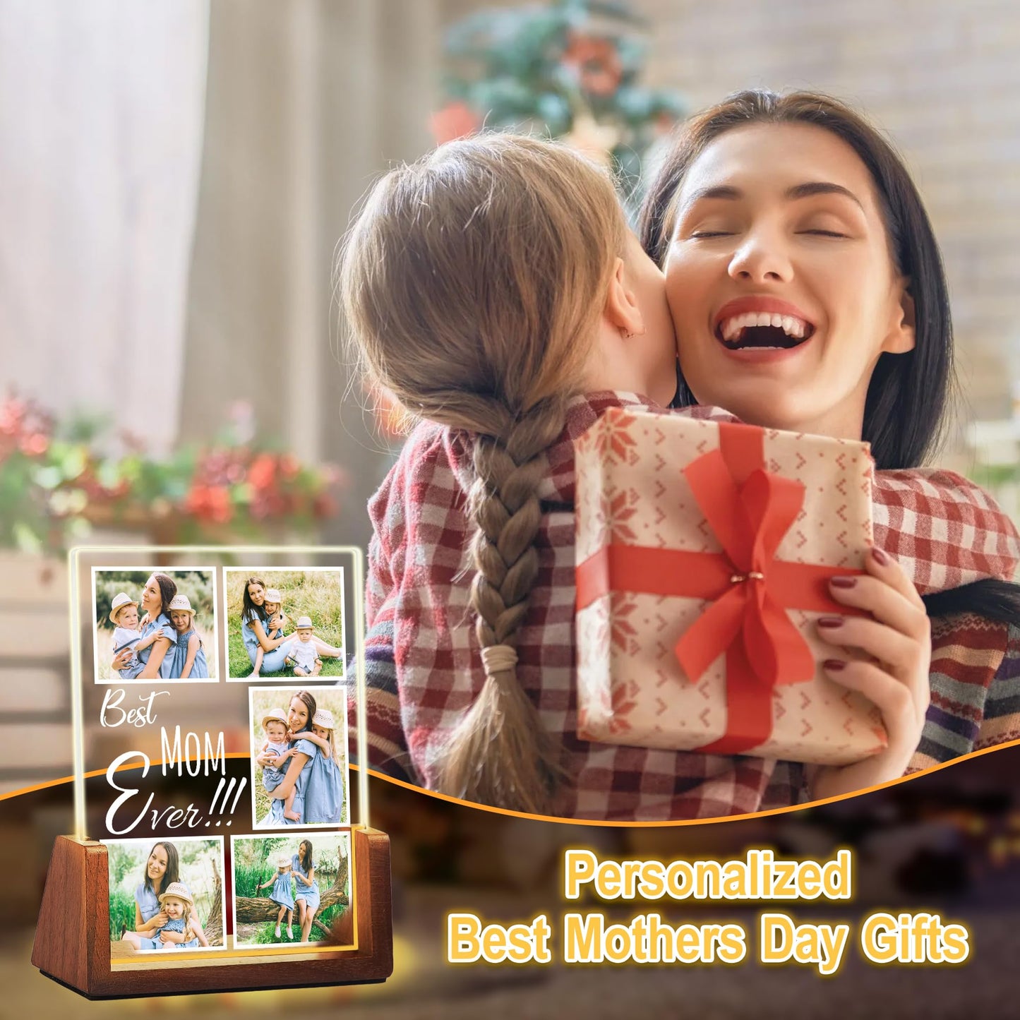 Maiwell Personalized Mothers Day Birthday Christmas Gifts For Mom Grandma Wife From Daughter Son Husband  Custom Led Night Light Up Picture Frame With Photo Name  Customized Best Mom Ever Gifts