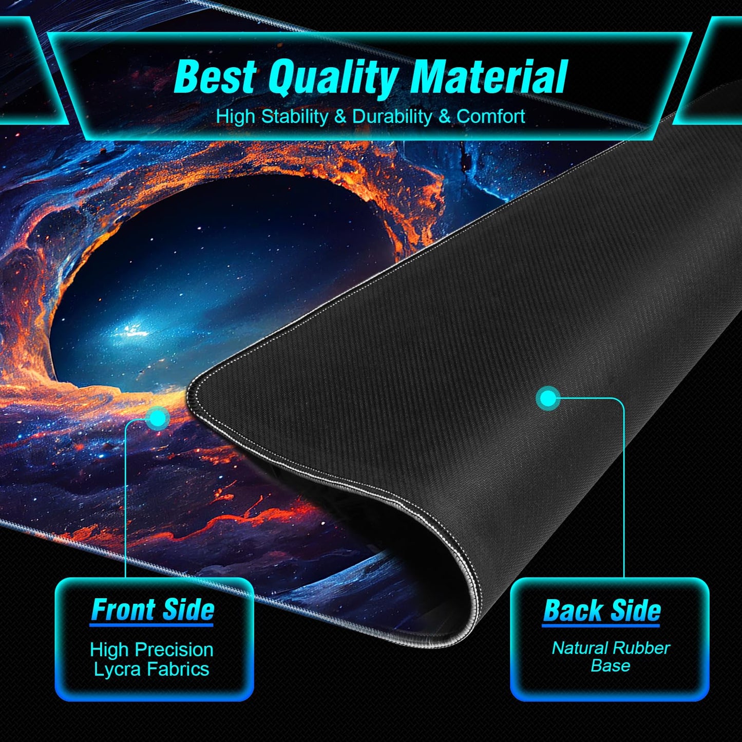 Large Gaming Mouse Pad, 35.4x15.7in Technological Nebula Style Gaming Mousepad, Professional Non-Slip Rubber Base Big Mouse Pad, Mousepad XXXL for Gaming & Office & Home, Full Desk Mouse Pad