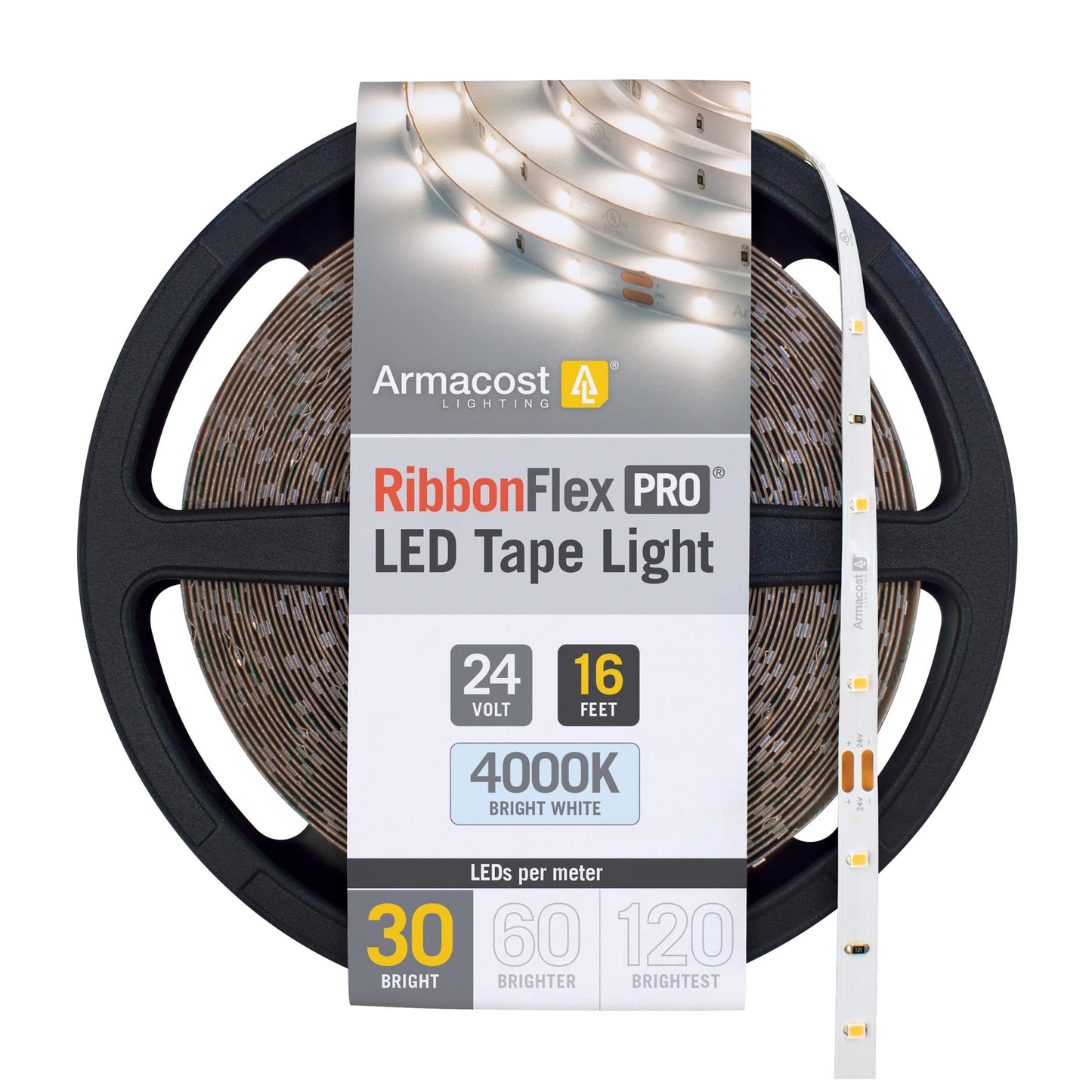 Armacost Lighting Ribbonflex Pro 24V White Led Strip Lights 30 Led/M  4000K  16.4 Ft 154230