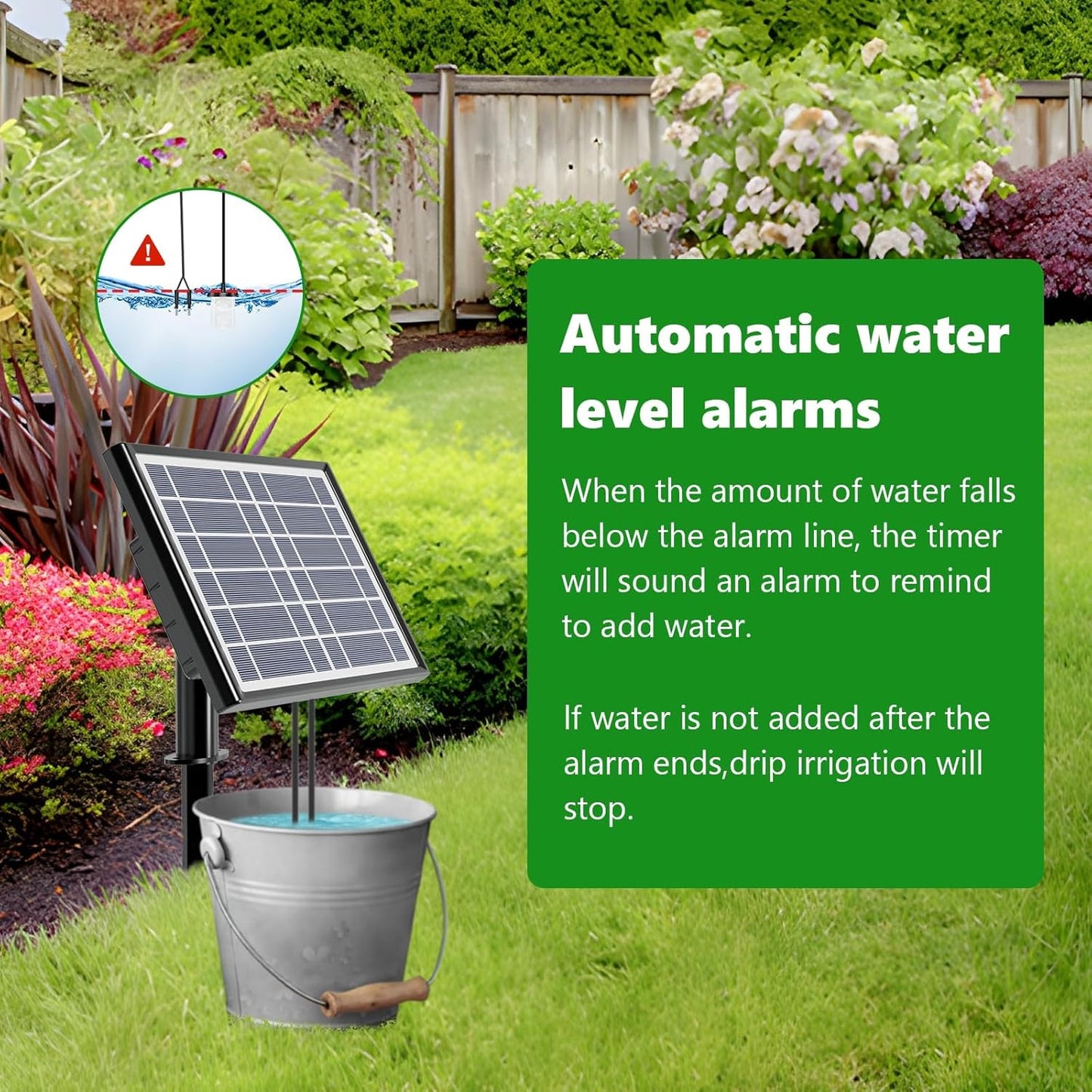 49FT Solar Drip Irrigation Kit System, 900ml/min Garden Watering System，3W 3000mAh Larger Capacity，Automatic Raised Bed Watering System for 15 Potted Plants