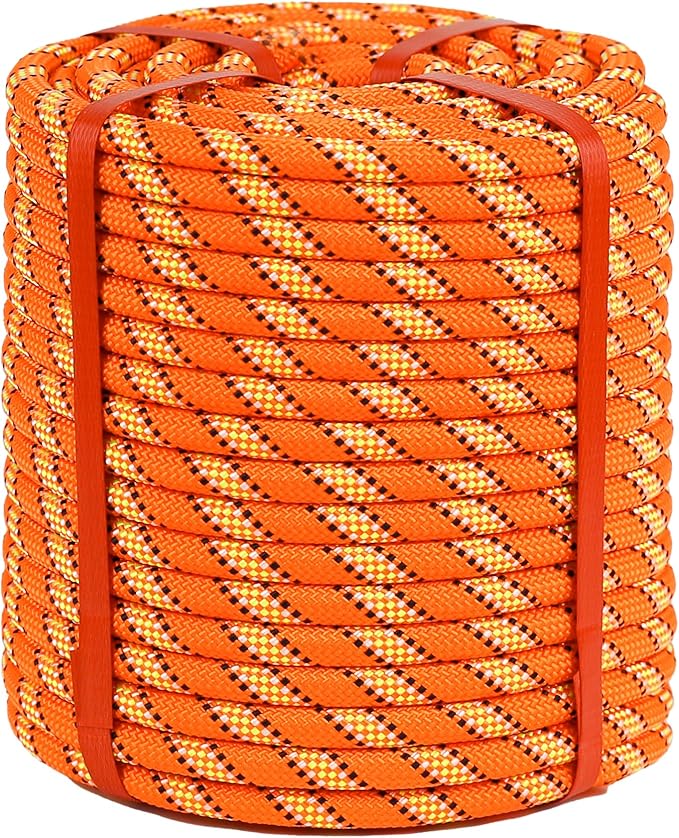 Cosirulnta 1/2 Inch Arborist Rigging Rope (150 Ft) - Orange Double Braid Polyester Tree Rope & Bull Rope, High Visibility ...