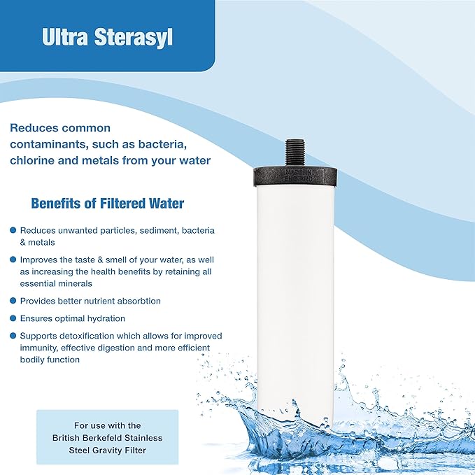 British Berkefeld Doulton ¦ W9121226 ¦ 7" Ultra Sterasyl ¦ Authentic Gravity Drinking Water Ceramic Replacement Candle Element Filter ¦ 8674 ¦ White ¦ Removes Heavy Metals (2 pack)