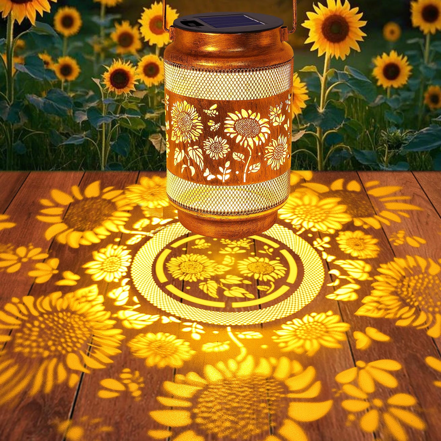 2 Pack Sunflower Solar Lanterns Outdoor Waterproof Solar Garden Decor  Birthday Gifts For Christmas Women Mom Grandma  Metal Hanging Lights With Shepherd Hook For Outside Yard Patio Pathway Backyard