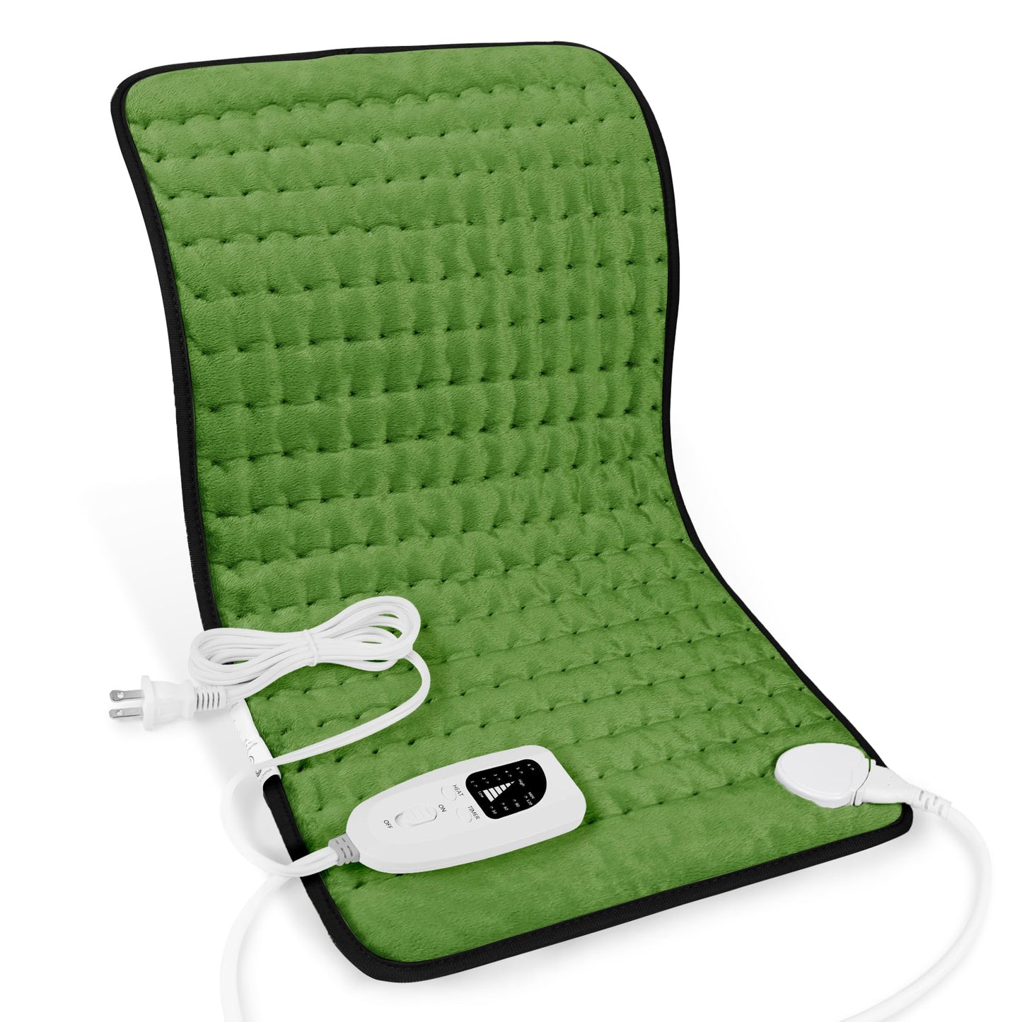 Deepsoon Heating Pad,Electric Heating Pads for Back,Neck,Abdomen,Moist Heating Pad for Shoulder,Knee,Arms,Legs,Dry/Moist Heat & Auto Shut Off,Christmas Gifts for Men and Women,Green Black,24x12 Inch