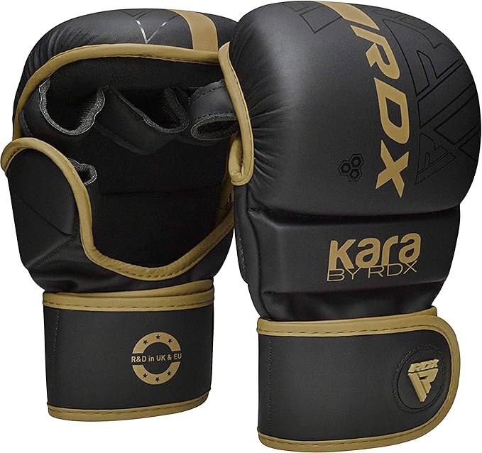 RDX MMA Gloves Sparring Grappling, Hybrid Open Palm Martial Arts Mitts Men Women, Maya Hide Leather Wrist Support, Cage Fi...