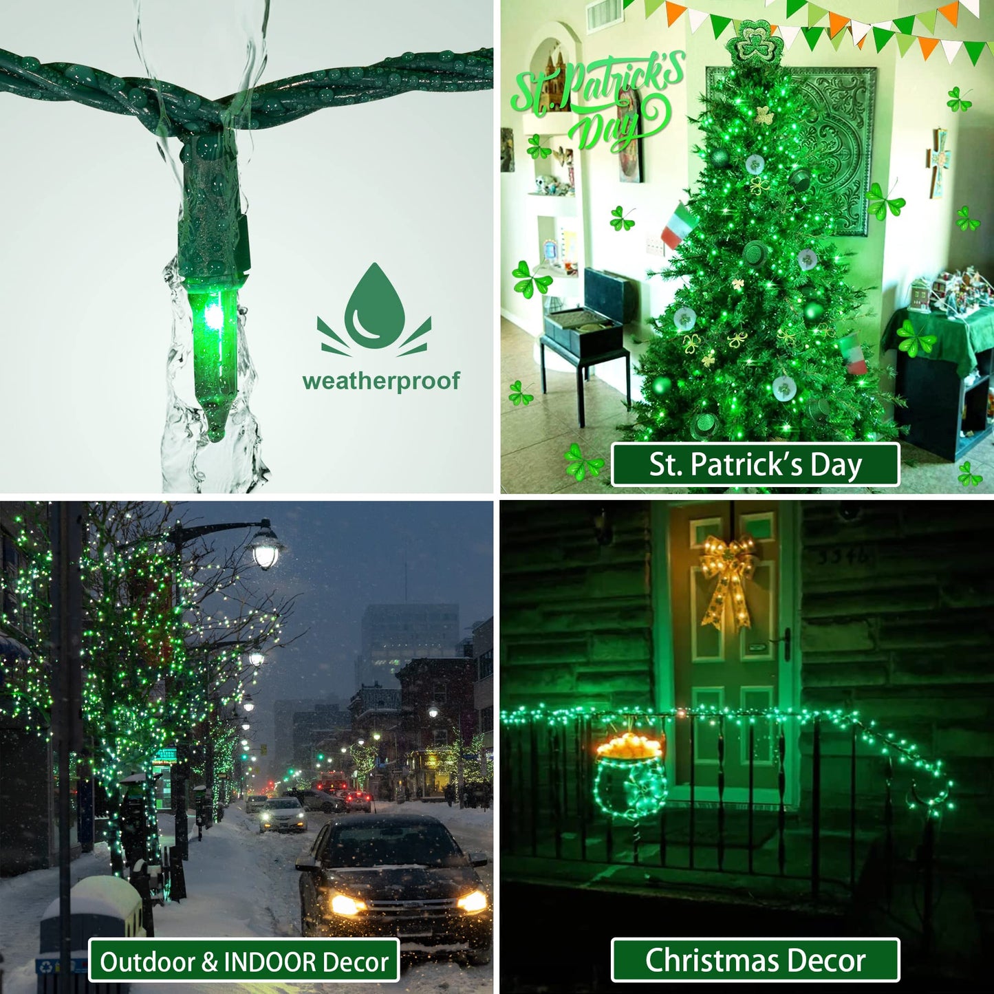 Hopolon 50 Count St. PatrickS Day Mini Lights - 13Ft Green Wire, Copper, Indoor/Outdoor Holiday Decor (2 Pack)