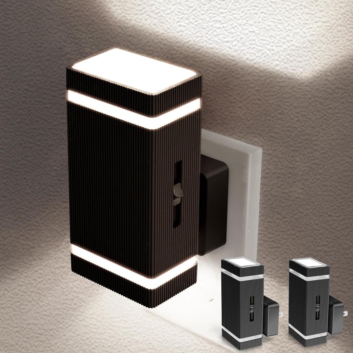 Briignite Red Motion Sensor Night Light, Dimmable LED, 2 Pack, Plastic, Black-5000K, Model ABRGY09103US-2