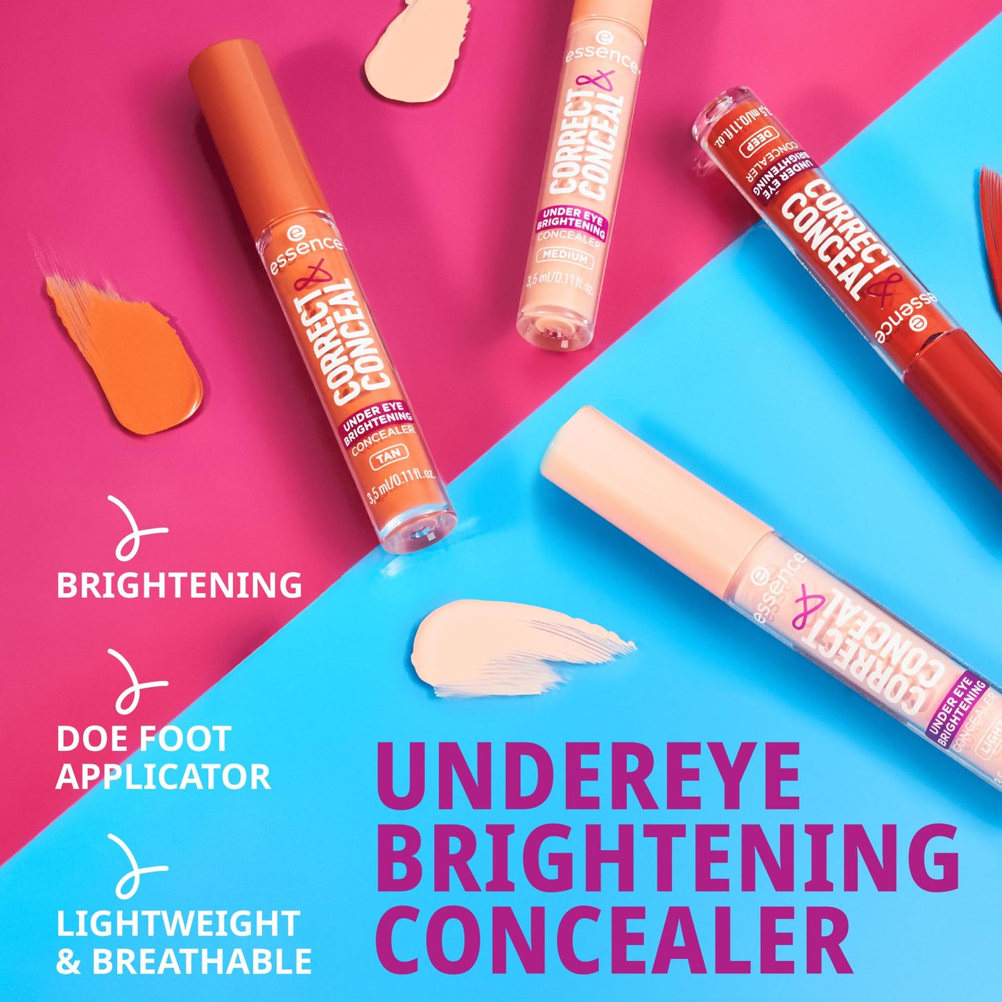 essence | Correct & Conceal Under Eye Brightening Concealer | Easy Application, Lightweight, Buildable, Infused with Aloe Vera |