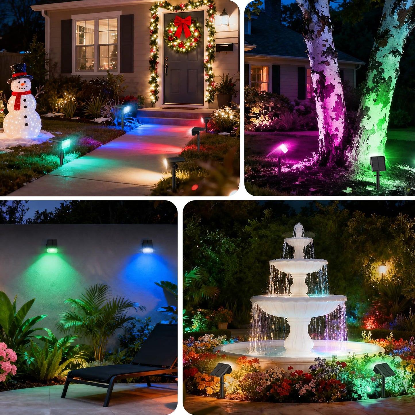 NACINIC Solar Color Changing Spot Lights Outdoor Waterproof IP65, [8 Pack/32 LED/7 Modes] 2-in-1 Landscape Spotlights, Auto On/Off High Lumens Solar Spot Lights for Outside Yard Garden Pathway Walkway