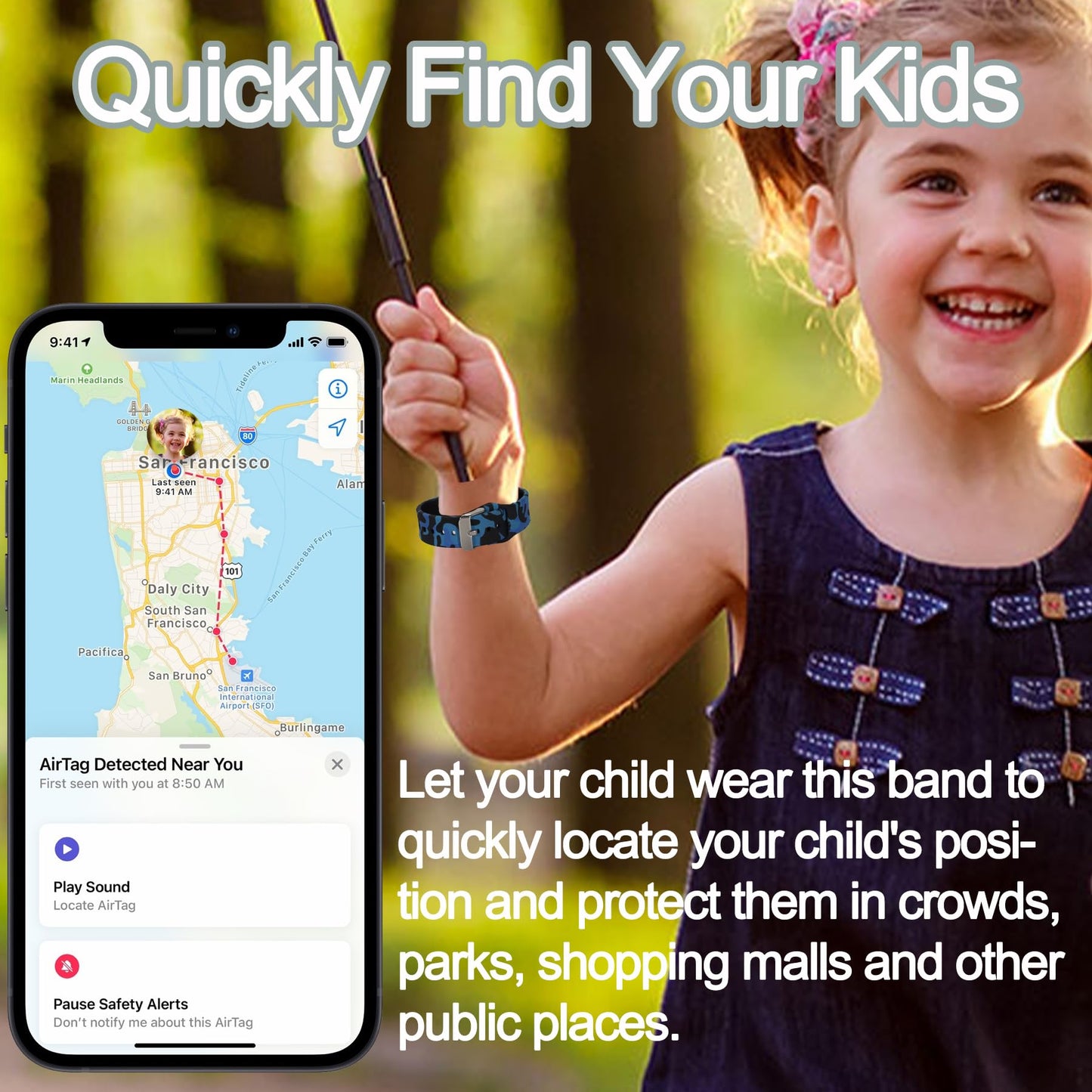 4 Pack Waterproof Airtag Bracelet For Kids, Hidden Printed Wristband For Apple Air Tag, Silicone Airtag Holder Gps Tracker Case