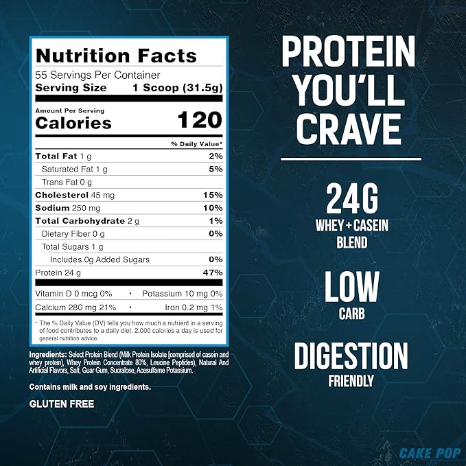 PEScience Select Low Carb Protein Powder, Cake Pop, 55 Serving, Whey and Casein Blend, Keto Friendly, Gluten Free, Best Tasting, Clean Isolate for Women and Men