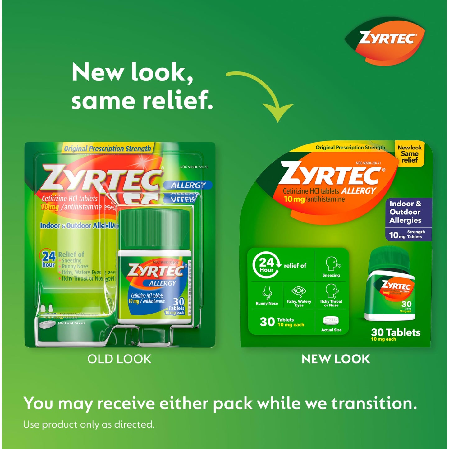 Zyrtec 24 Hour Allergy Medicine Tablets, Indoor & Outdoor Allergy Pills, Non Drowsy Antihistamine, 10 mg Cetirizine HCI, Relief from Runny Nose, Sneezing, Itchy & Watery Eyes, 75 ct