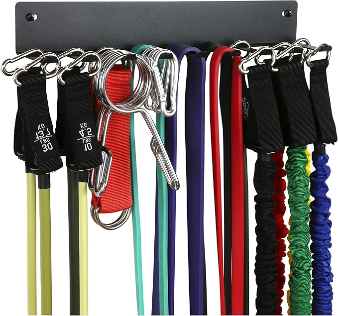Multi-Purpose Storage Rack for Resistance Bands, Straps, Jump Ropes, Foam Rollers, Chains, Weight Belts, Tools - Heavy Dut...
