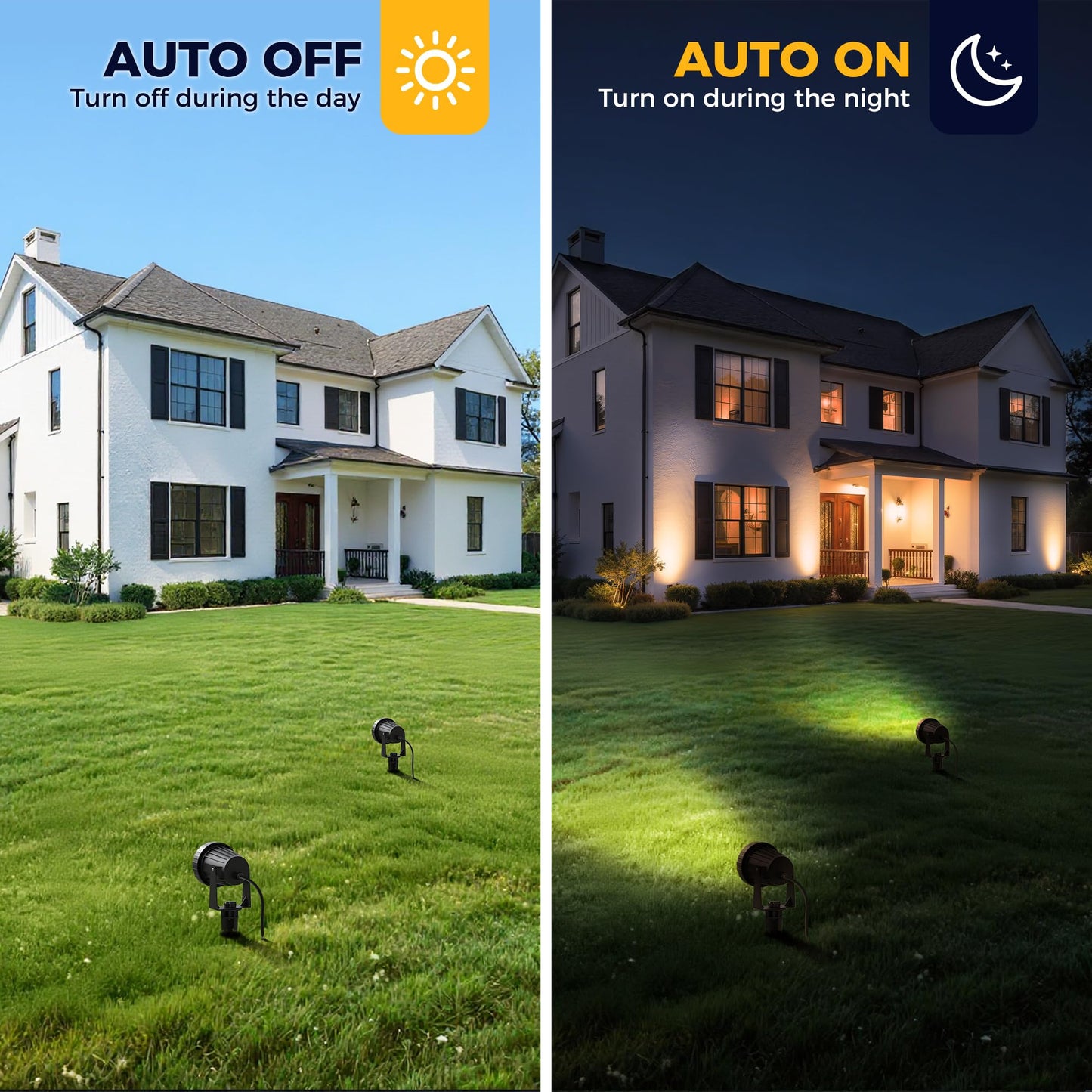 L Lohas Led 12W Dusk To Dawn Outdoor Lighting  Auto On/Off 3000K Landscape Outdoor Spotlight  Ip66 Waterproof Plug In Spot Lights For Yard  Garden  House  Pathway  Plant(4 Pack)