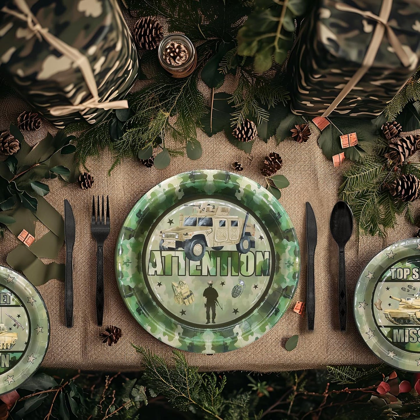 Army Party Decorations Set - Fun Army Party Plates, Napkins, and Forks for an Exciting Celebration - Disposable Military-Themed Party Supplies for Birthdays and Events