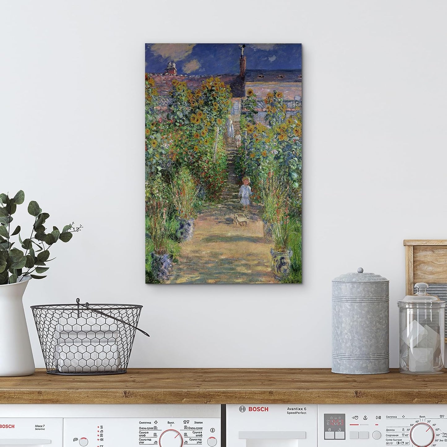wall26 The Artist's Garden at Vetheuil by Claude Monet - Impressionist Modern Art - Canvas Art Home Art - 12x18 inches
