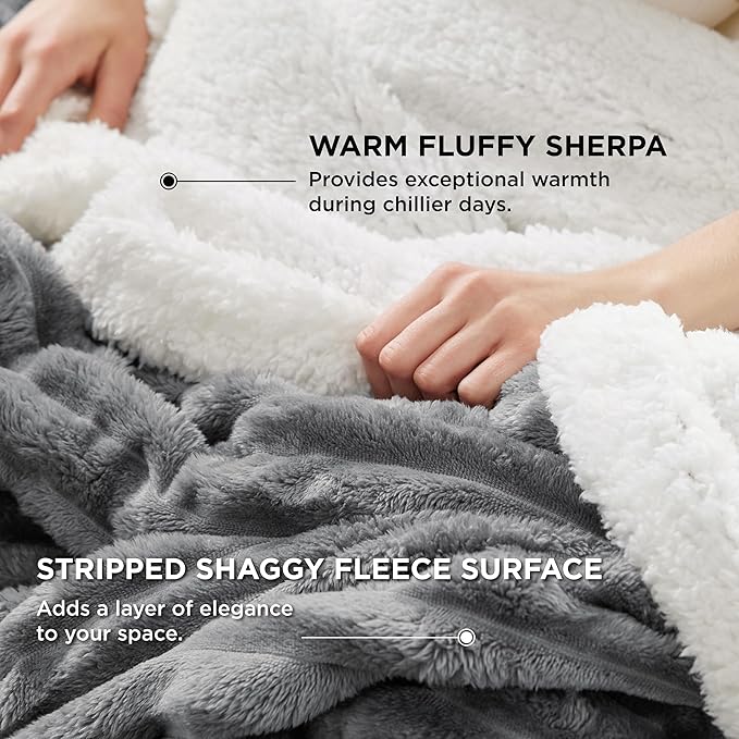Bedsure Sherpa Throw Blanket for Couch - Super Soft, Cozy Fleece Thick Warm Blanket for Winter, GentleSoft Plush & Fluffy Throw Gift for Women, Room Decor, Dark Grey, 50x60 Inches