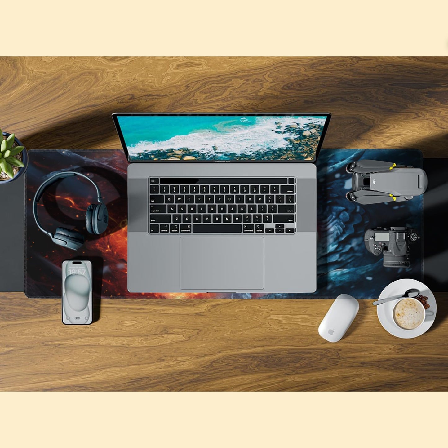 Uiaoiais Desk Pad,Japanesev Anime Fire Ice Dragons Mouse Pad,31.5"X15.7" Extended Gaming Mouse Pad Mat with Stitched Edge Non-Slip Base Big Desk Mat for Office Keyboard Laptop