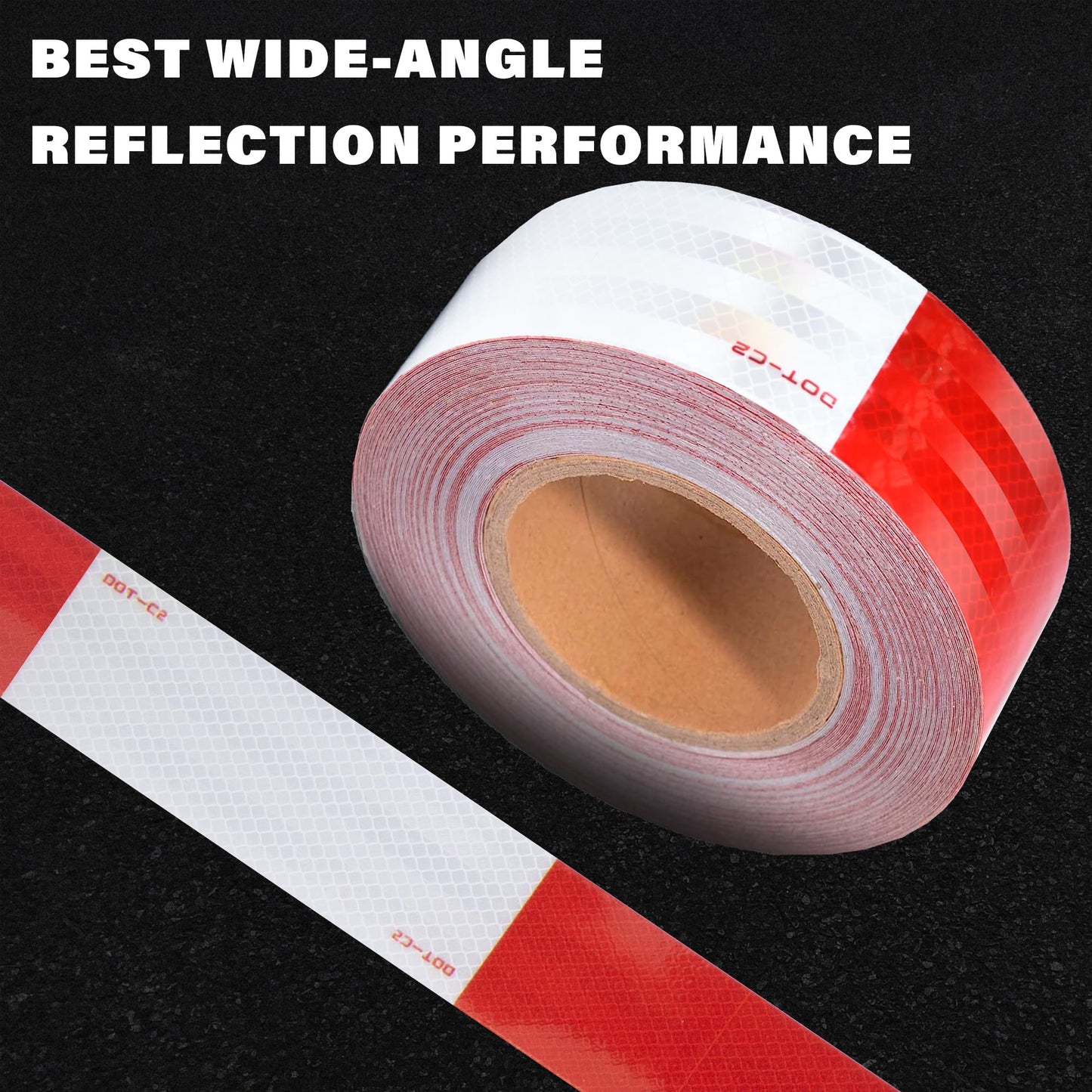 SWRT 2 Inch x 160 Feet DOT-C2 Reflective Tape Red White Reflective Tape Outdoor Waterproof Conspicuity Strong Adhesive Reflector Tape Warning Tape for Vehicles Trailers Boats Signs