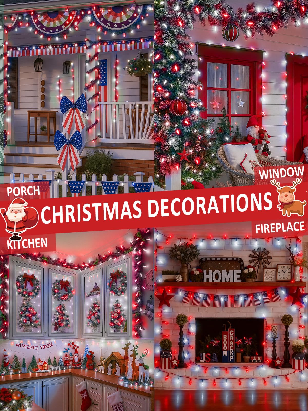 Upgraded 250 Led C6 Connectable Christmas String Lights Red And White  82Ft Waterproof Christmas Twinkle Light Outdoor  Plug In Fairy Lights Indoor With 13 Modes & Timer For Christmas Tree Decorations