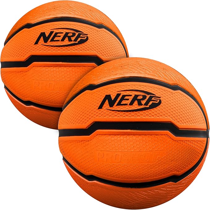 Nerf Mini Foam Basketballs - Indoor + Outdoor Foam Balls - 5" Inch Basketballs for Mini + Over The Door Hoops - 2 Balls In...