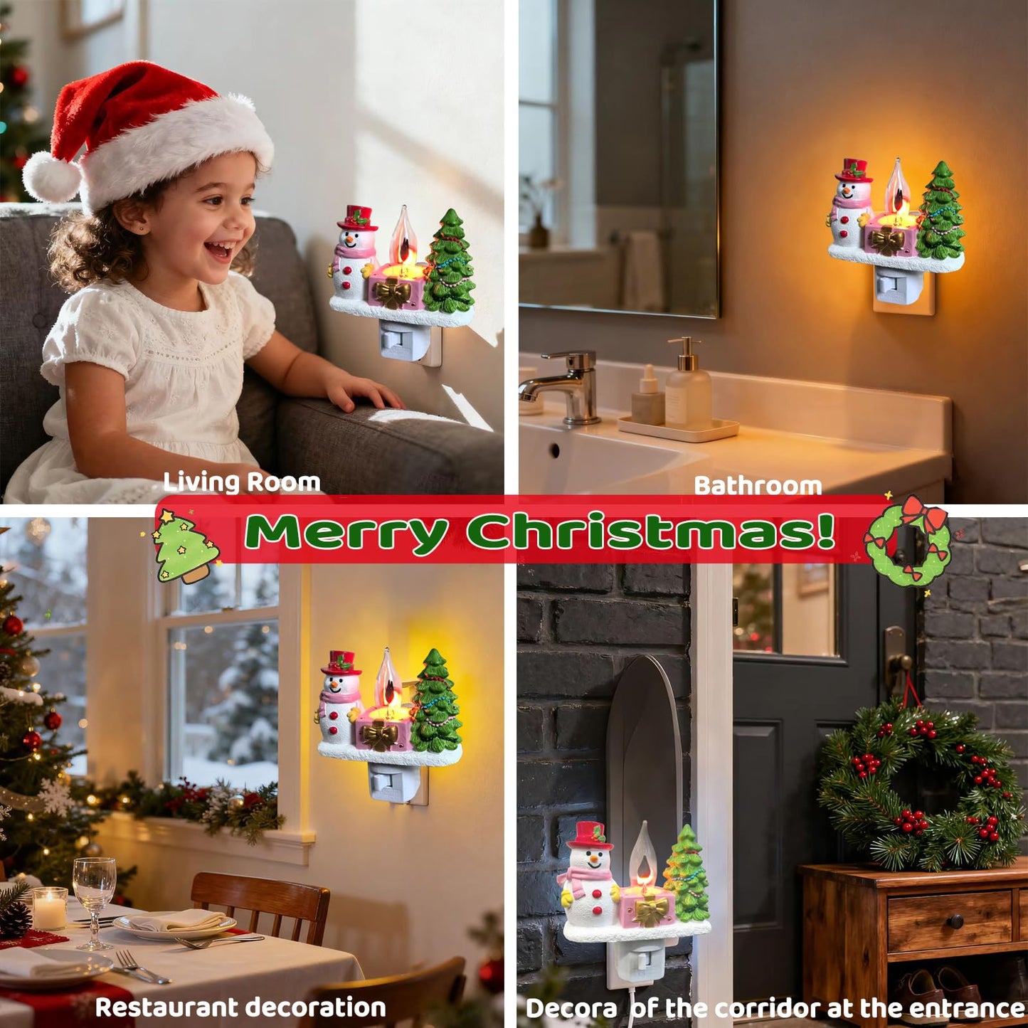 Nlaa Christmas Campfire Flickering Nightlight Cute Polyresin Swivel Plug Flickering Nightlight Plug-In Figurine Lamp For Holiday Decor  Indoor Campfire Night Light With Flicker Bulb Figurine Light