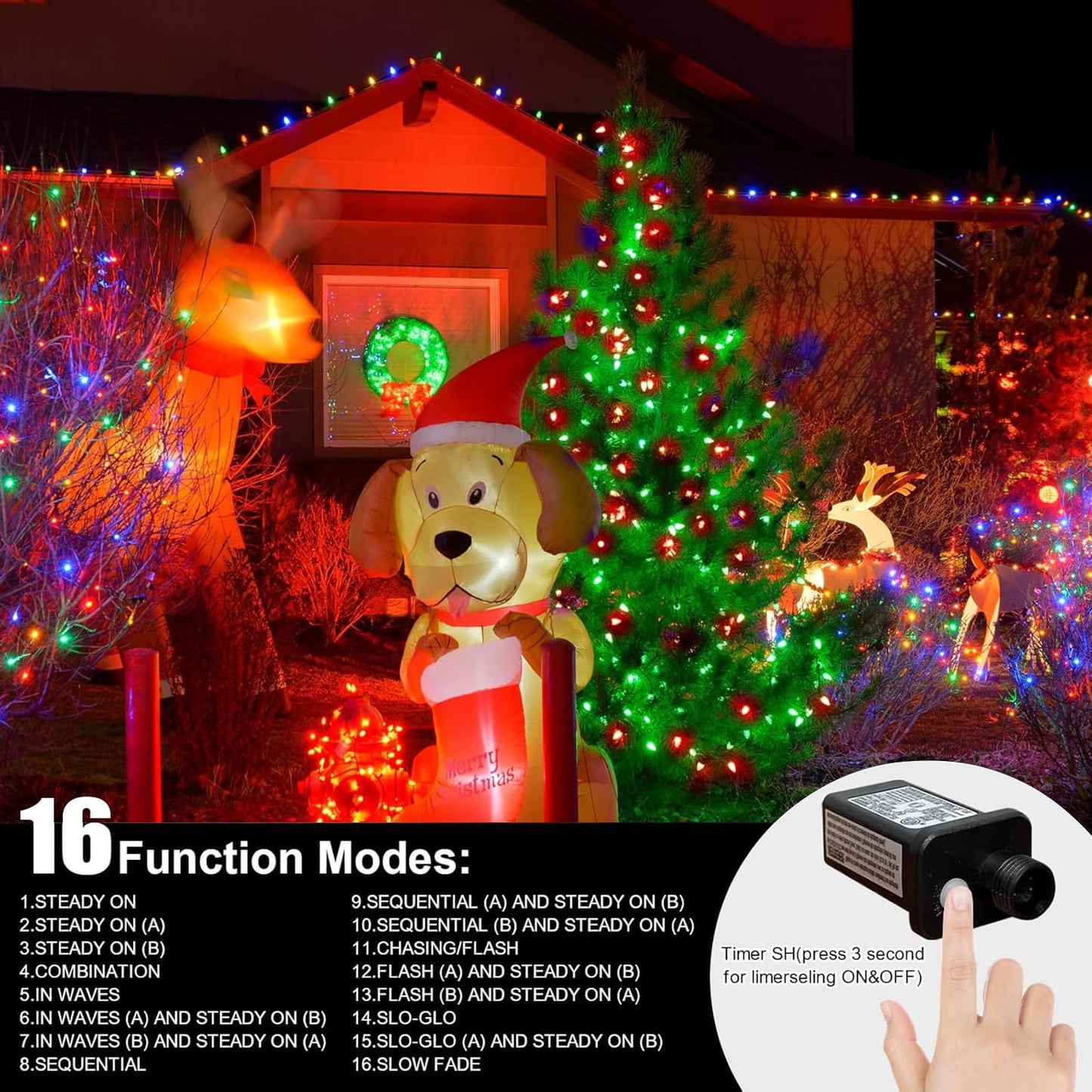 Lamphome 33Ft Christmas Decorative Mini Lights  100 Led Transparent Wire Fairy Starry String Lights Plug In  16 Lighting Modes  For Indoor Outdoor Xmas Tree Wedding Party Decoration (Red+Green)
