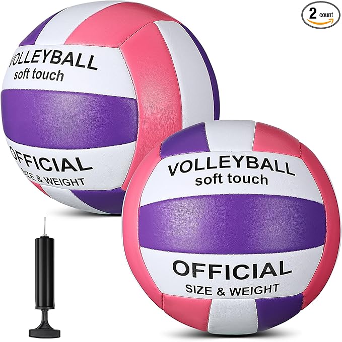 Lenwen 2 Pack Beach Volleyball Official Size 5 for Indoor Outdoor, Waterproof Soft Volleyball with Pump for Adult Beginner...