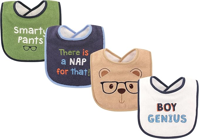 Luvable Friends Unisex Baby Cotton Terry Drooler Bibs with Fiber Filling
