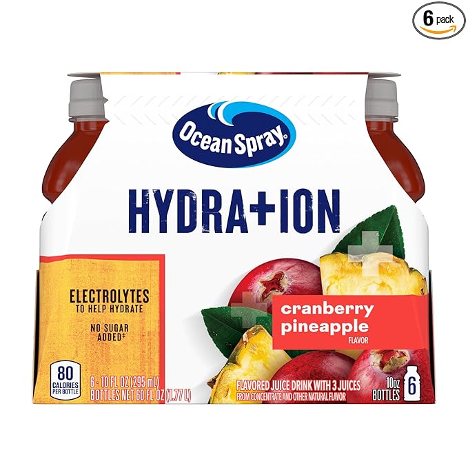 Ocean Spray® Hydration Cranberry Pineapple Juice Drinks, 10 Fl Oz Bottles, 6 Count (Pack of 1)