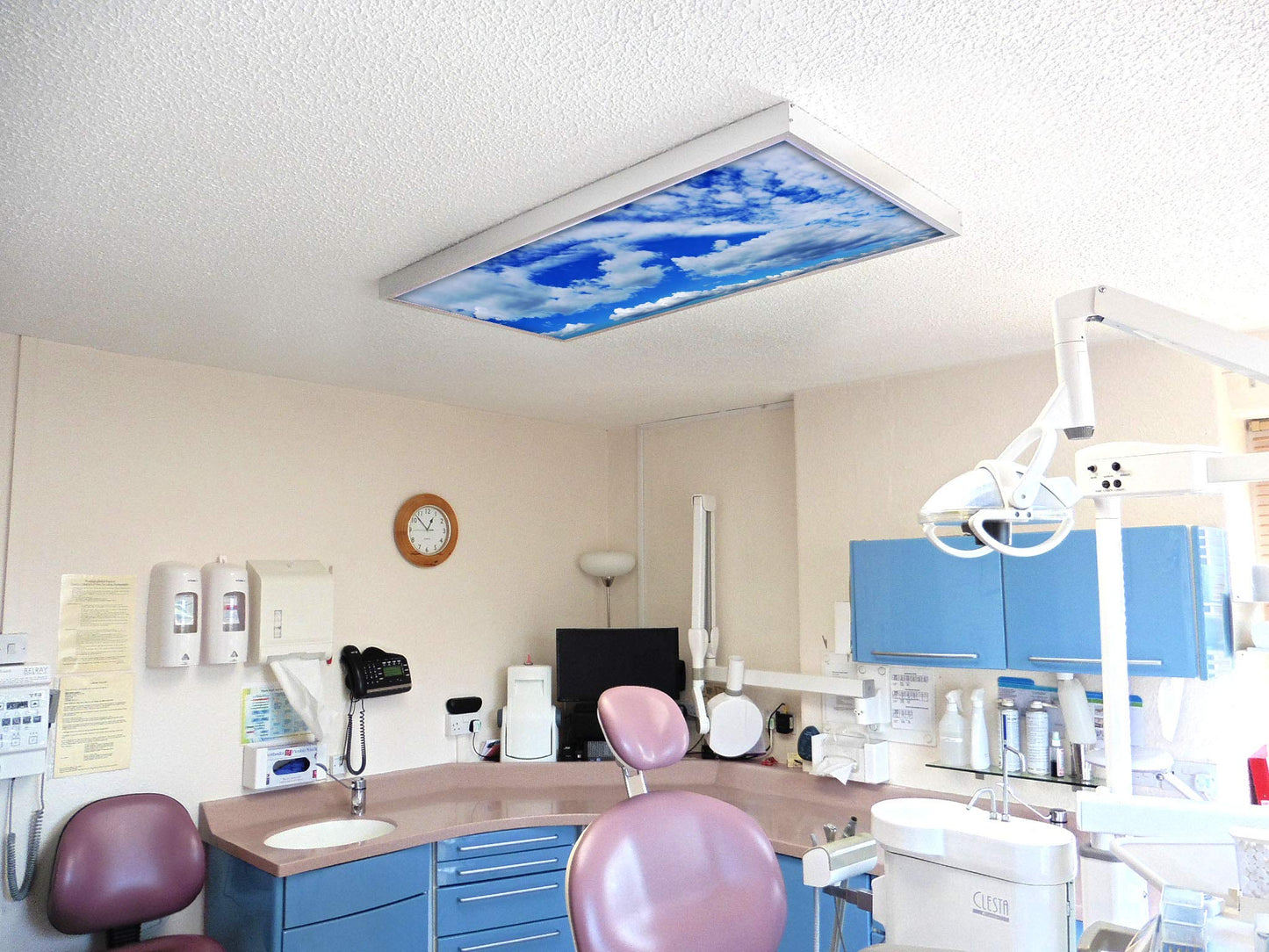 Octo Lights Fluorescent Light Covers - 2X4 Backlit Film, Altocumulus Sunscape, Model Cld-007, Improves Focus & Reduces Headaches