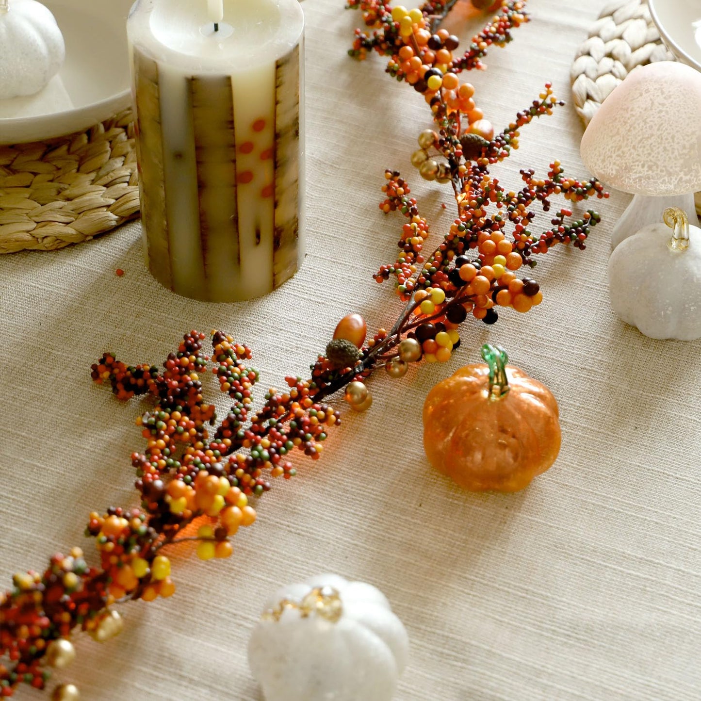 Sunset Home Fall Garland With Lights 6.5Ft Battery Operated Halloween Lights With Remote Control - 25 Leds Warm Orange Fall Fairy Lights For Thanksgiving Halloween Mantle Table Fall Decorations