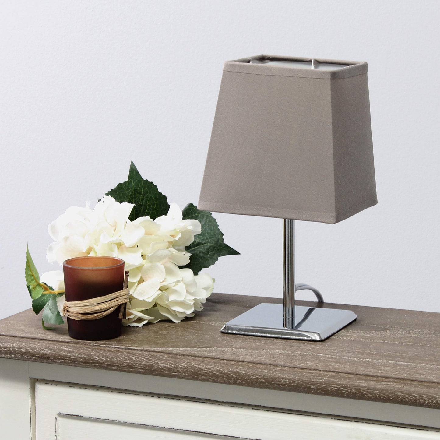 Simple Designs Lt2062-Gry Mini Table Lamp, Chrome Metal Shade, Gray, Pack Of 1